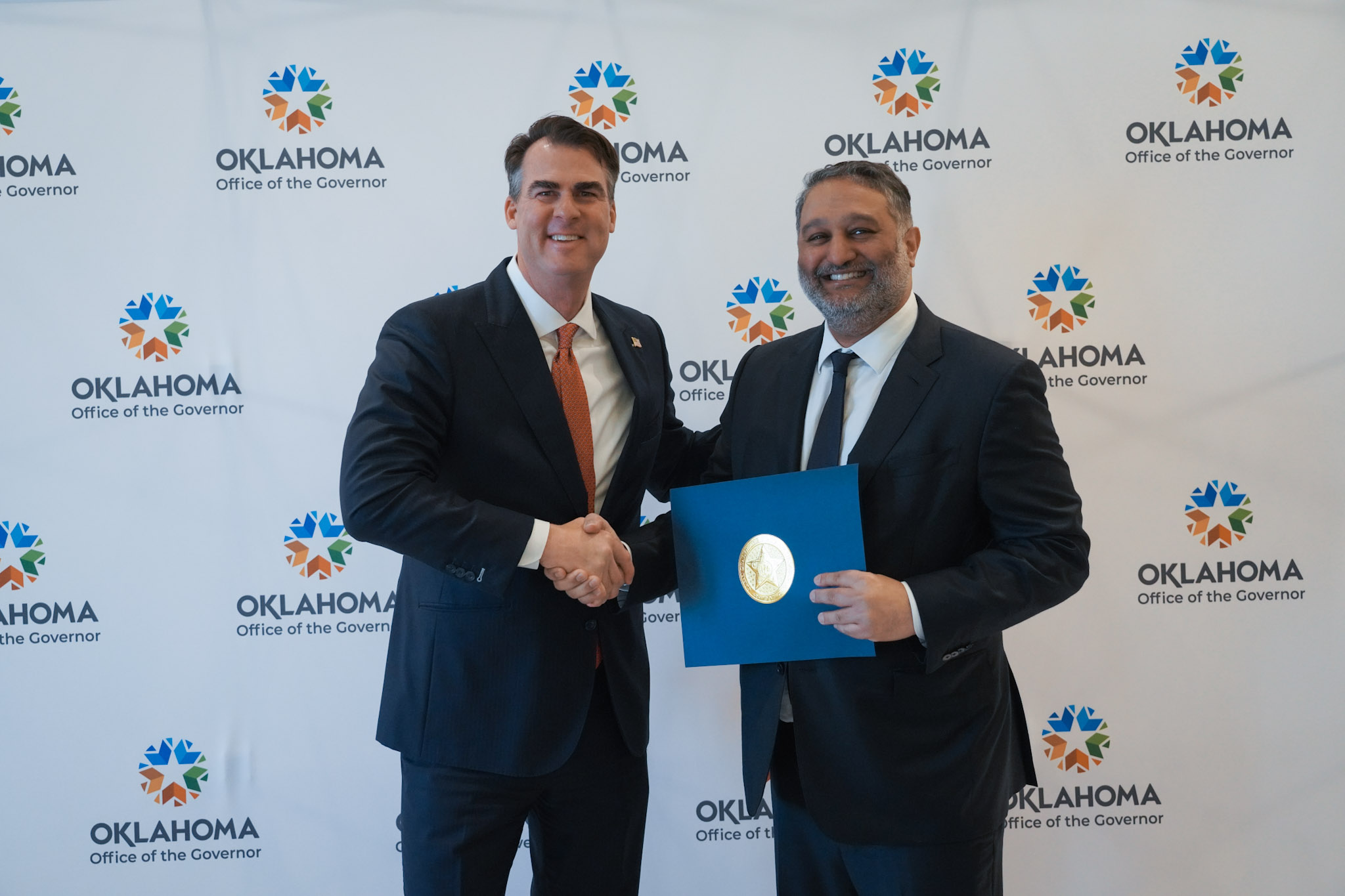 Governor of Oklahoma, J. Kevin Stitt, and Founder and CEO, Stardust Power, Roshan Pujari